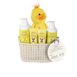 E'LIFEXIR BABY CARE CESTA PARA PIEL SENSIBLE ESTUCHE 6 pz Gel-Champú + Leche Corporal + Crema Pañal + Crema Facial + Peluche