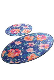 Mijölnir Flowers Djt Juego de Alfombras de Baño Antideslizantes 2 Piezas 50x60cm y 60x100cm Poliéster Lavable