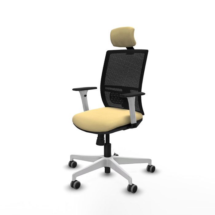 PIQUERAS Y CRESPO Silla de oficina Yunquera con mecanismo Sincro, Crema y Negro PIQUERAS Y CRESPO Silla de oficina Yunquera con mecanismo Sincro, Crema y Negro