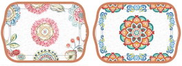 DKD Home Decor Bandeja Arabe Mandala 26 x 2.5 x 36 cm Blanco Terracota Melamina (6 Unidades)