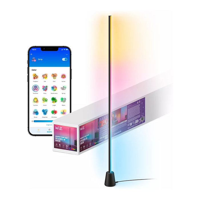 WiZ WiZ Floor 1.4m Lámpara de Pie Inteligente RGBIC Gradient, Negro, Control Wi-Fi/Bluetooth, Compatible Alexa/Google Assistant, 220-240V