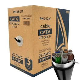 Phasak Bobina de Cable de Red PHR 670 Cat.6 F/FTP 305m Negro