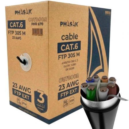 Phasak PHR 670 Bobina de cable RJ45 FTP Cat.6 305m gris oscuro Phasak PHR 670 Bobina de cable RJ45 FTP Cat.6 305m gris oscuro