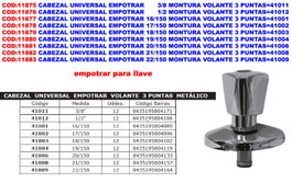 Cabezal Universal Empotrar 19/150 Montura Volante 3 Puntas 41004