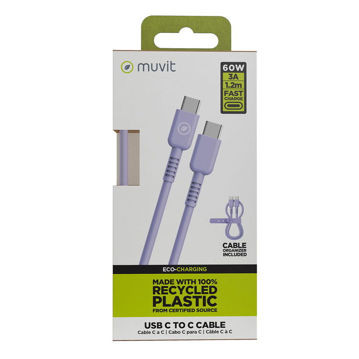 muvit for change cable Tipo C a Tipo C 3A/60W 1.2m lavanda