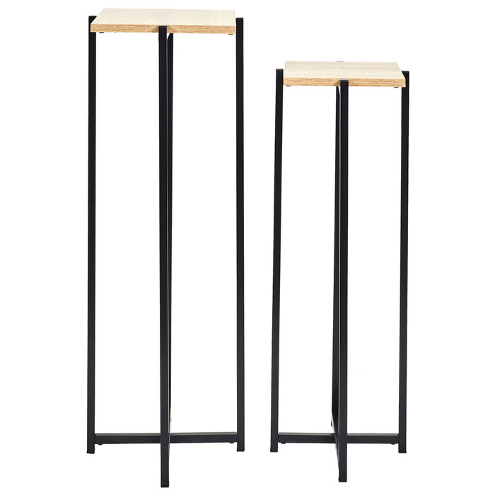 Home Deco Factory Essentiel Juego de 2 Pedestales Loka Negro Metal 30x30x82cm y 26x26x72cm