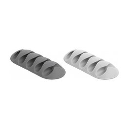 DeLOCK Soporte para Cables Autoadhesivo Set 6 Piezas - 18298, 5 Rutas, TPR Gris/Blanco para Escritorio/Pared