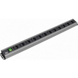 Bachmann 300.005 Regleta de 12 Tomas Schutzkontakt con Interruptor y Cable de 2m Negro Gris