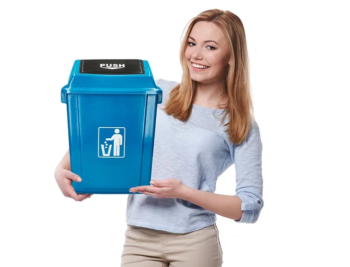 Q-connect Papelera Contenedor Plástico con Tapa de Balancín 20 Litros Azul 340x240x450 mm