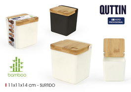 Inde Prx Dispensador Sal Tapa Bambu Quttin 10.8 cm x 14.1 cm x 10.9 cm (18 Unidades)