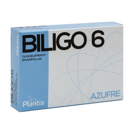 Plantis Biligo 6 Azufre 20 ampollas Apoyo asma y piel Sales minerales
