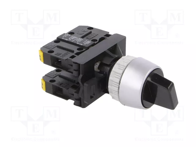 SPAMEL Interruptor Rotativo ST22 22mm 3 Posiciones NA x2 Negro