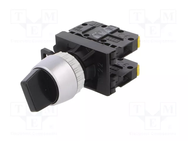 SPAMEL Interruptor Rotativo ST22 22mm 3 Posiciones NA x2 Negro