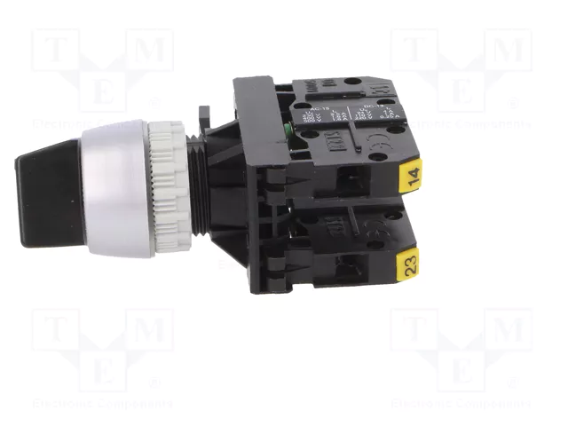 SPAMEL Interruptor Rotativo ST22 22mm 3 Posiciones NA x2 Negro