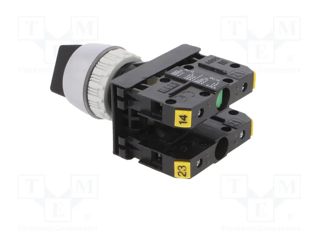 SPAMEL Interruptor Rotativo ST22 22mm 3 Posiciones NA x2 Negro