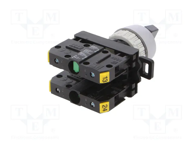 SPAMEL Interruptor Rotativo ST22 22mm 3 Posiciones NA x2 Negro