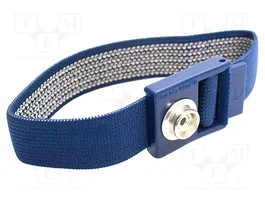 COBA EUROPE Muñequera Antiestática ESD Azul con Clip Macho 10mm