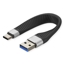 ROLINE Cable USB 3.2 Gen 2 de Silicona C-A ST/ST 10Gbit/s 11cm Negro