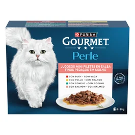 Purina Gourmet Perle Láminas de Pollo Caja 8x85g