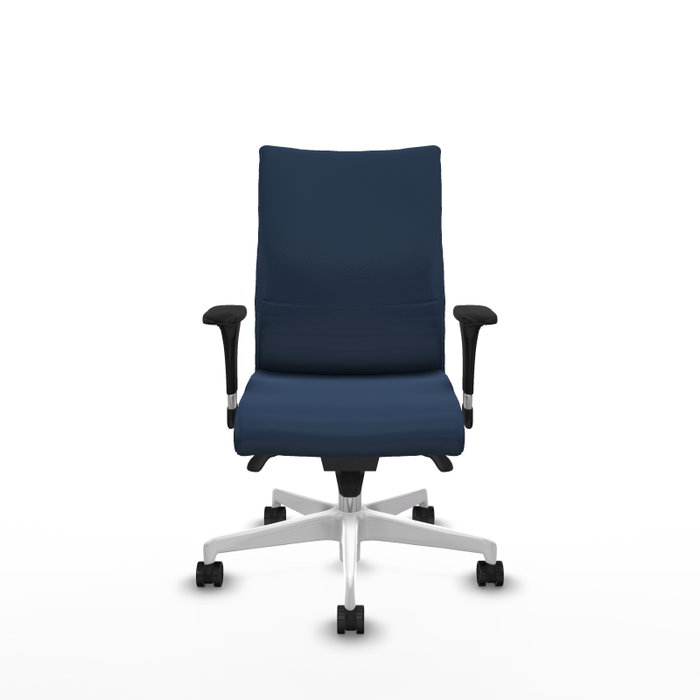 PIQUERAS Y CRESPO Silla Albacete Confidente Azul Marino con Mecanismo Sincro y Base Blanca
