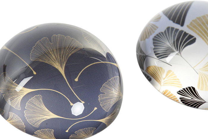 DKD Home Decor Pisapapeles Oriental Blanco Gris Cristal 8 x 8 x 4 cm (2 Unidades)