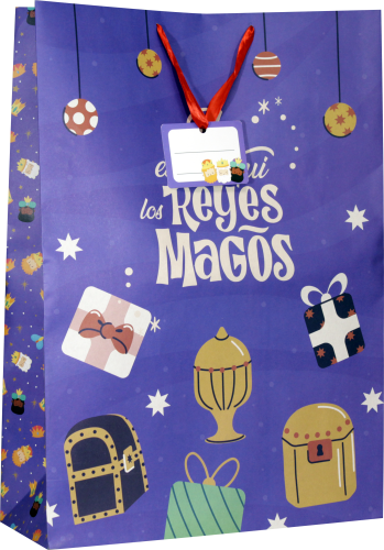 Bismark Bolsa Jumbo Reyes Magos 333602 para Juguetes y Regalos, 40x70x18 cm, Papel Kraft, Colores Surtidos