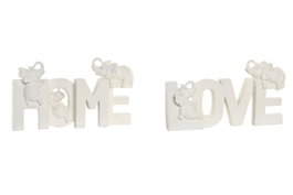 DKD Home Decor Decoración Resina HOME LOVE 2 Piezas Blanco