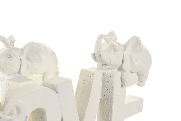 DKD Home Decor Decoración Resina HOME LOVE 2 Piezas Blanco