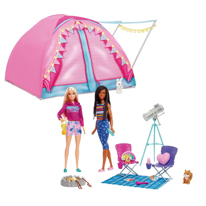 Barbie HGC18 Muñecas Malibu y Brooklyn Vamos De Camping Tienda con Accesorios para Juego de Aventuras al Aire Libre Mattel Barbie HGC18 Muñecas Malibu y Brooklyn Vamos De Camping Tienda con Accesorios para Juego de Aventuras al Aire Libre Mattel