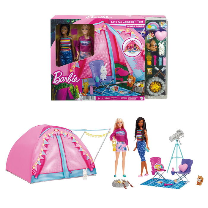 Barbie HGC18 Muñecas Malibu y Brooklyn Vamos De Camping Tienda con Accesorios para Juego de Aventuras al Aire Libre Mattel Barbie HGC18 Muñecas Malibu y Brooklyn Vamos De Camping Tienda con Accesorios para Juego de Aventuras al Aire Libre Mattel