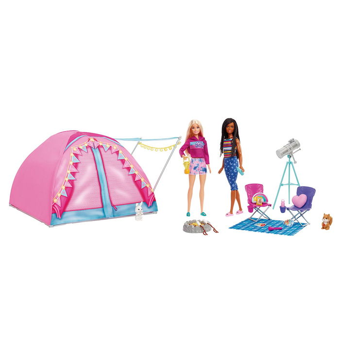 Barbie HGC18 Muñecas Malibu y Brooklyn Vamos De Camping Tienda con Accesorios para Juego de Aventuras al Aire Libre Mattel Barbie HGC18 Muñecas Malibu y Brooklyn Vamos De Camping Tienda con Accesorios para Juego de Aventuras al Aire Libre Mattel