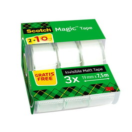 Scotch 8-1975C3 Pack 2+1 Rollos Cinta Invisible 19mm X 7,5m Magic con Dispensador