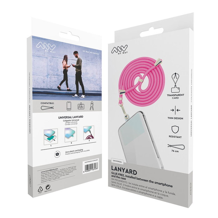 myway colgante universal para fundas cordón rosa