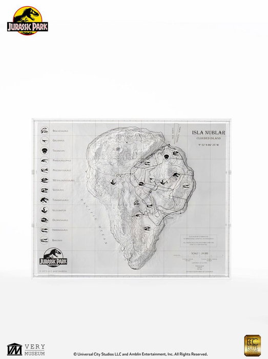 Jurassic Park Mapa topográfico Isla Nublar