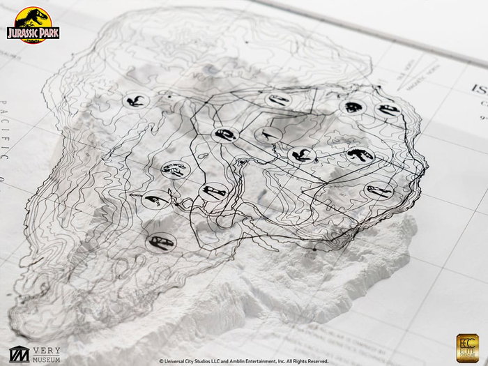Jurassic Park Mapa topográfico Isla Nublar