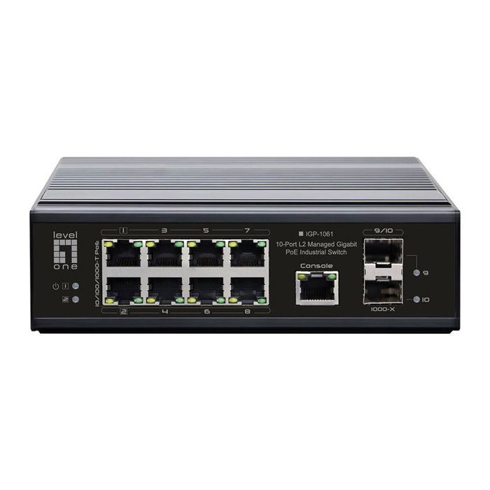 LevelOne IGP-1061 Switch Industrial Gestionado L2 con 8 Puertos PoE y 2 SFP LevelOne IGP-1061 Switch Industrial Gestionado L2 con 8 Puertos PoE y 2 SFP