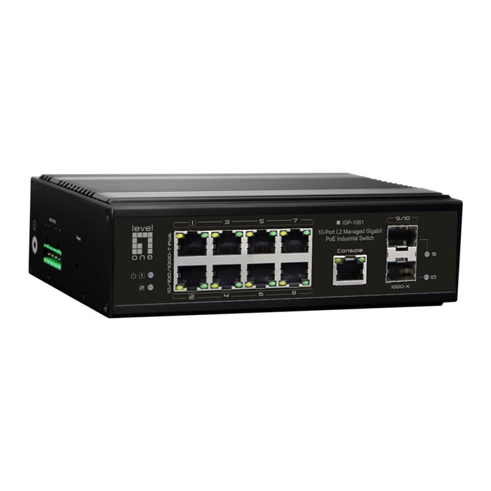 LevelOne IGP-1061 Switch Industrial Gestionado L2 con 8 Puertos PoE y 2 SFP LevelOne IGP-1061 Switch Industrial Gestionado L2 con 8 Puertos PoE y 2 SFP