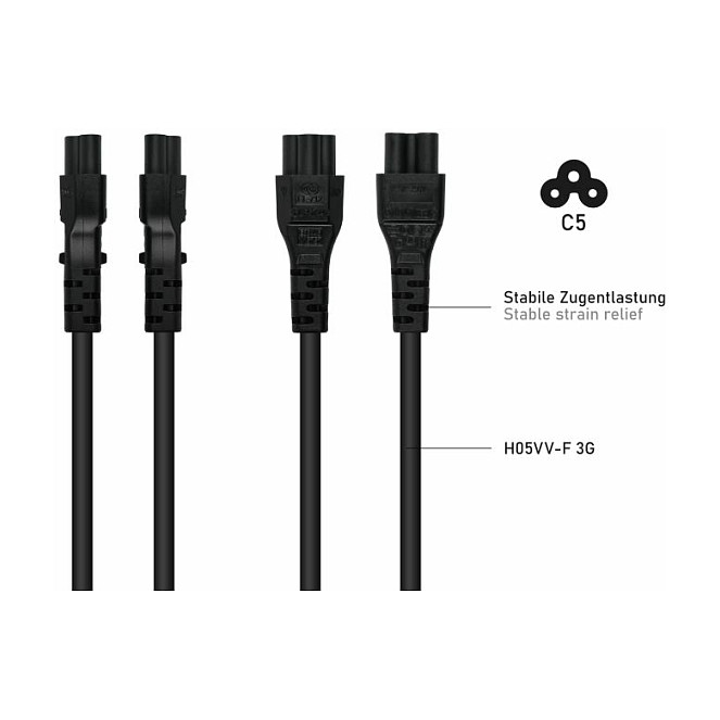 Kabelmeister SK6505-S018 Cable de alimentación Tipo L a IEC C5, 1,8 m, Negro