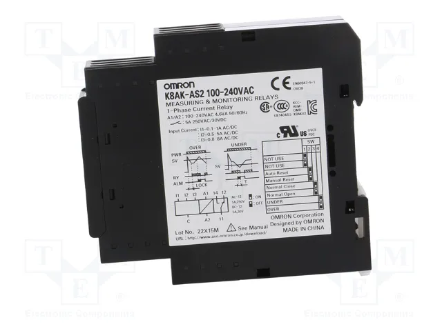 OMRON K8AK-AS2 Relé de monitorización de corriente 100-240VAC
