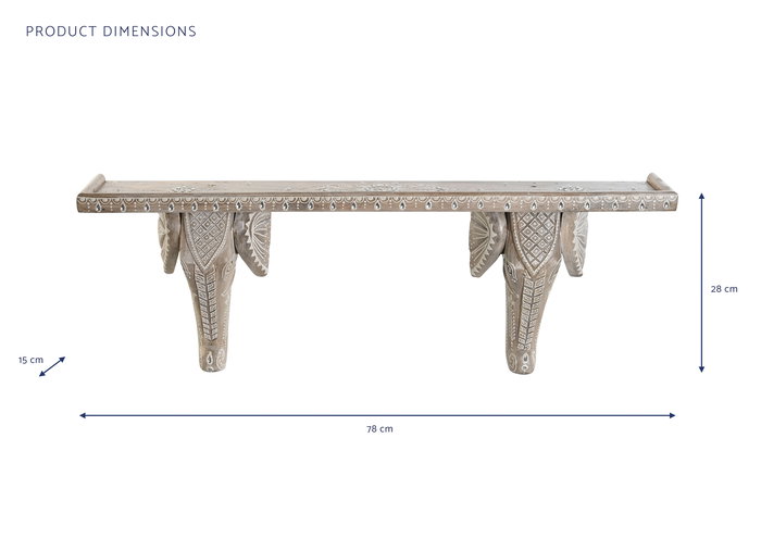 DKD Home Decor Estantería Indio RK 22 Natural Blanco Mango 15 x 28 x 78 cm