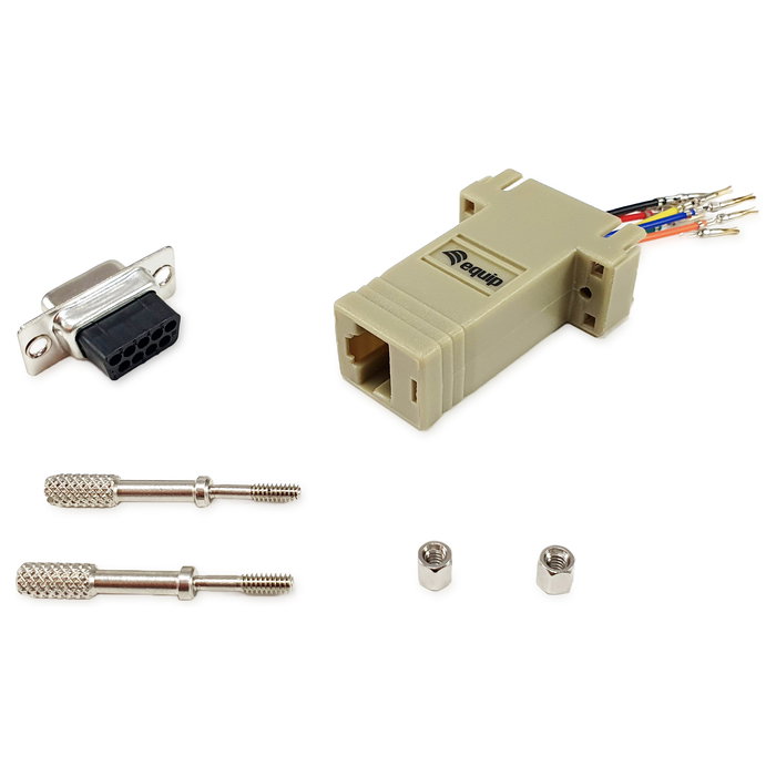 EQUIP Adaptador DB9 Serial a RJ45 Femenino Gris, Referencia Bu/Bu 8Pin, 72 mm