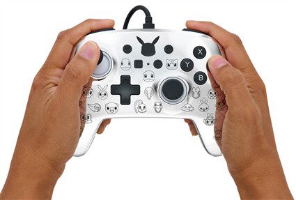 Power A Mando con Cable 1522785-01 para Nintendo Switch, Pikachu Negro/Plata, con Cable de 3m y Botones Asignables