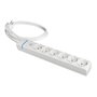 Solera Base Múltiple o Prolongador con 6 Tomas Schuko 2P+T, Interruptor Luminoso Azul, Cable 1.5 m, 3680W Máx, IP20, Policarbonato, Blanco/Azul