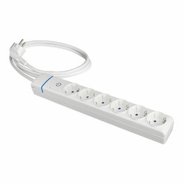 Solera Base múltiple con 6 tomas 2p+t, interruptor luminoso, 1,5 m, blanca/azul