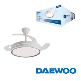 DAEWOO Ventilador de Techo con Aspas Retráctiles de 42 Pulgadas, LED 36W, Control por App, 3 Velocidades, Motor 30W