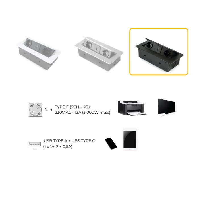 Emuca Multiconector para escritorio Atom 26 Lite Negro