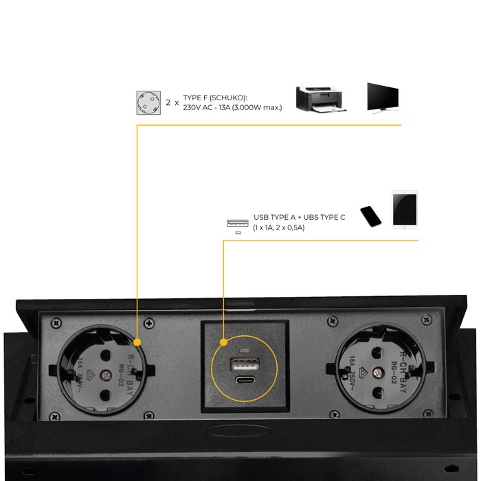 Emuca Multiconector para escritorio Atom 26 Lite Negro