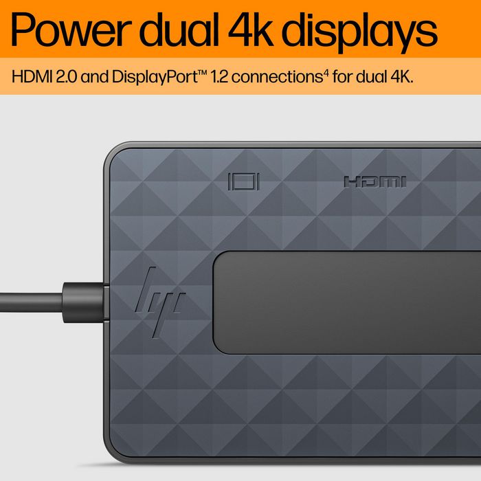 HP Hub y Cargador Universal USB-C Combo, Multiporta para PC con USB-C, Soporta Doble Pantalla 4K HDMI y DisplayPort