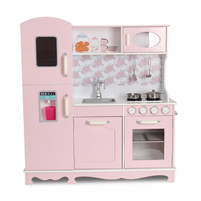 Deqube Cocina de Madera de 3 Módulos 94x30x102cm con Accesorios Metálicos para Niños +3 Años Deqube Cocina de Madera de 3 Módulos 94x30x102cm con Accesorios Metálicos para Niños +3 Años