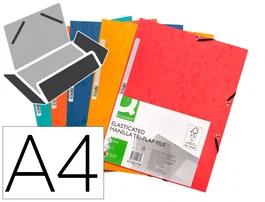 Q-connect Carpeta de solapas en símil prespán con elástico, colores surtidos